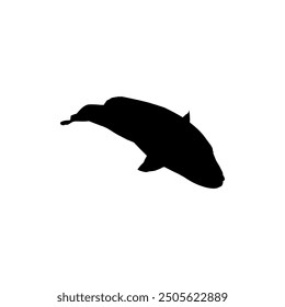 Silhouette of the The Humphead wrasse (Cheilinus undulatus), also known as the Māori wrasse, Napoleon wrasse, Napoleon fish. Flat Style, can use for Logo Gram, Animal Illustration, Pictogram, ect