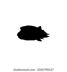 Silhouette of the The Humphead wrasse (Cheilinus undulatus), also known as the Māori wrasse, Napoleon wrasse, Napoleon fish. Flat Style, can use for Logo Gram, Animal Illustration, Pictogram, ect