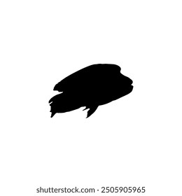 Silhouette of the The Humphead wrasse (Cheilinus undulatus), also known as the Māori wrasse, Napoleon wrasse, Napoleon fish. Flat Style, can use for Logo Gram, Animal Illustration, Pictogram, ect