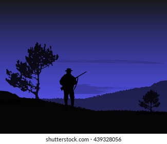 silhouette of a hunter, background