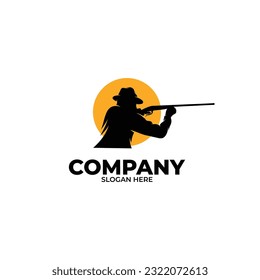 Silhouette of hunting logo design