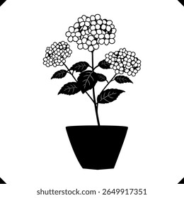 Silhueta de um aglomerado de hortênsia com floretes arredondados minúsculos