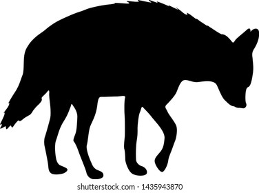 Silhouette of hyena on a white background