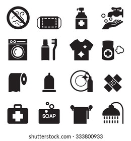 Silhouette Hygiene icons set