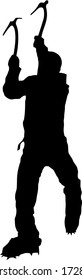 silhouette of ice climber