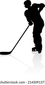A silhouette ice hockey player sports illustration