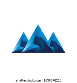 silhouette of ice Mountain iceberg logo with 3D textured vector illustrations

