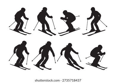 silhouette of ice snow skiing pose