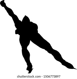 Silhouette of an ice speed skater. Vector illustration. 