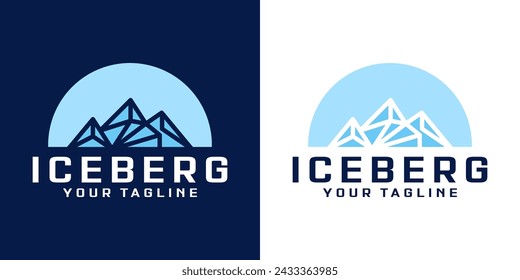silhouette of iceberg rock logo design