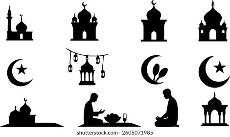 silhouette icon about ramadan , vector illustration