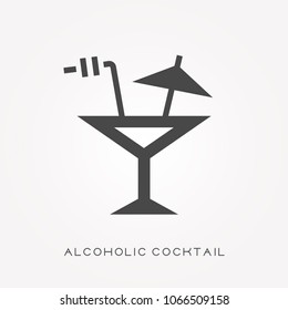Silhouette icon alcoholic cocktail