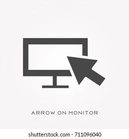 Silhouette icon arrow on monitor