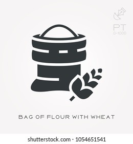 Silhouette icon bag of flour with wheat
