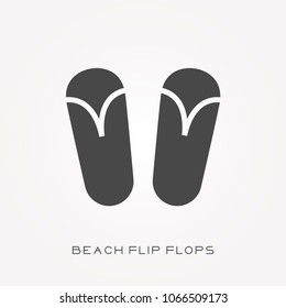 Silhouette icon beach flip flops