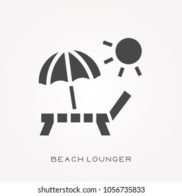 Silhouette icon beach lounger