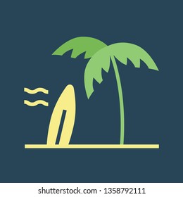 Silhouette icon beach with surfboard