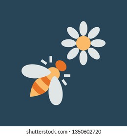 Silhouette icon bee and flower