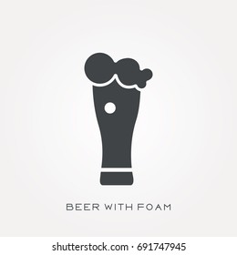 Silhouette icon beer with foam