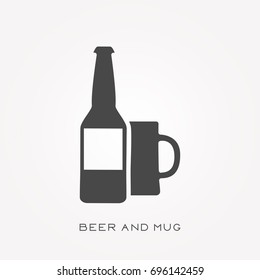 Silhouette icon beer and mug