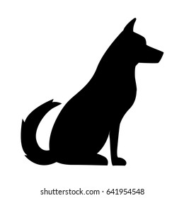 the silhouette icon  of the big dog, side view