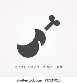 Silhouette icon bitten by turkey leg