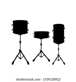 Silhouette icon black drum set. Vector illustration