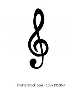 Silhouette Icon Black Music Treble Clef Stock Vector (Royalty Free ...