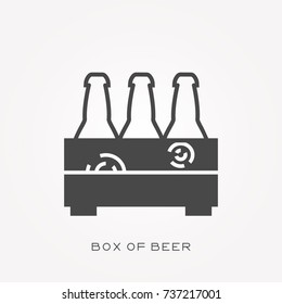 Silhouette icon box of beer
