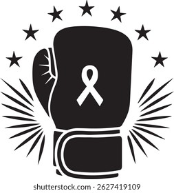 Silhouette Icon of a Boxing Glove with Awareness Ribbon