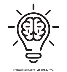 Silhouette icon of a brain inside a lightbulb, a creative concept.