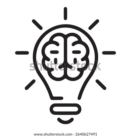 Silhouette icon of a brain inside a lightbulb, a creative concept.
