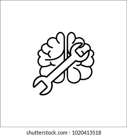 Silhouette icon brain repair. Artificial Intelligence.