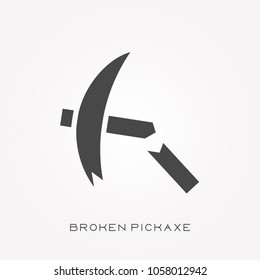 Silhouette icon broken pickaxe