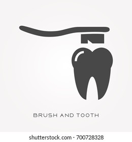 Silhouette icon brush and tooth