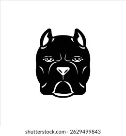 Silhouette icon of a bulldog head, showing its flat face and tough shape.
