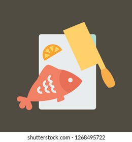 Silhouette icon butchering of fish