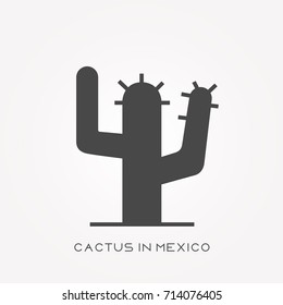 Silhouette icon cactus in Mexico