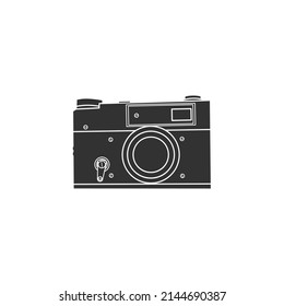Silhouette icon of camera. Camera icon. flash, shiny, technology, lens and photography. Technology icon concept.