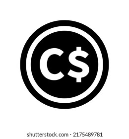 Silhouette Icon Of Canadian Dollar. Canadian Currency. Vector.