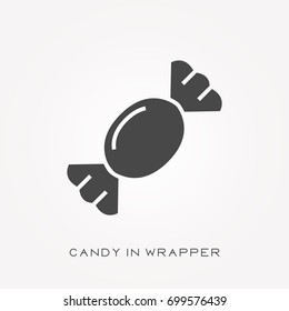 Silhouette icon candy in wrapper