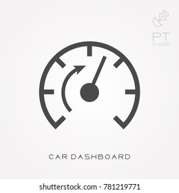 Silhouette icon car dashboard