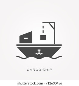 Silhouette icon cargo ship