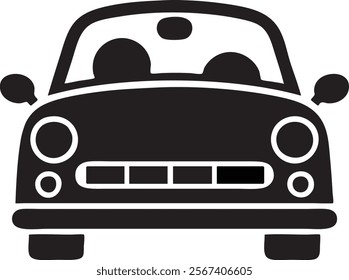 A silhouette icon of a cartoon car