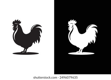 Silhouette icon of a chicken. Beautiful chicken. Vector illustration