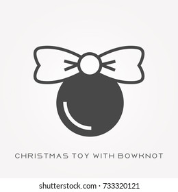 Silhouette icon christmas toy with bowknot