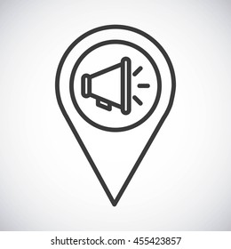 Silhouette icon concept represented by black Megaphone. Isolated and shiny illustration.