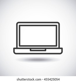 Silhouette icon concept represented by black laptop. Isolated and shiny illustration.