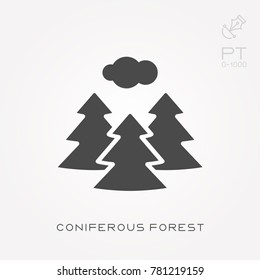 Silhouette icon coniferous forest