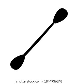 Silhouette icon of cotton bud. Vector stock illustration in doodle style isolated on white background. Toiletries illustration for your design.